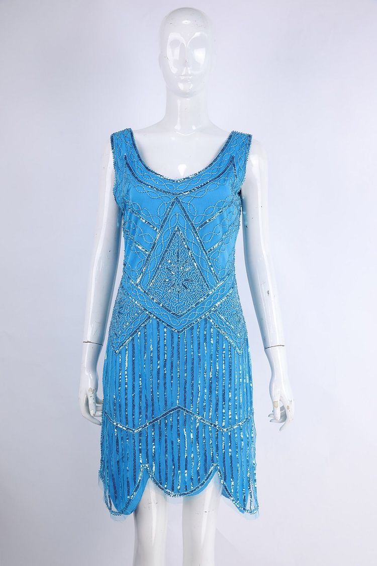 Blue Sleeveless Sequin Dress Size L