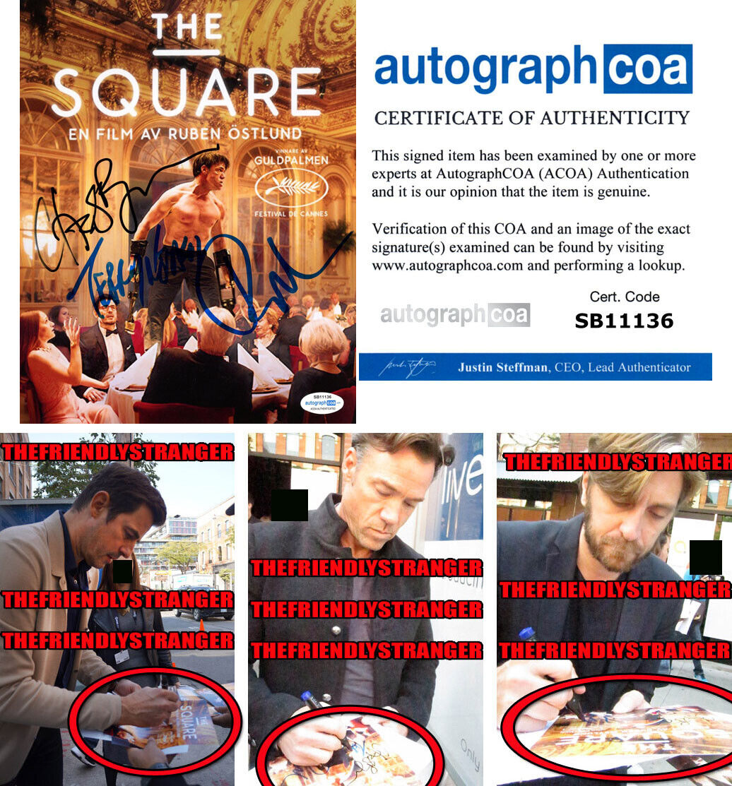 CLAES BANG, RUBEN OSTLUND, TERRY NOTARY signed THE SQUARE Photo Poster painting EXACT PROOF ACOA