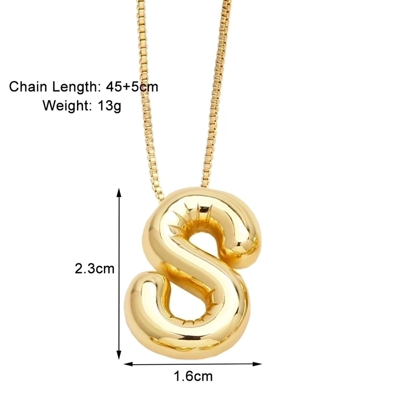 Minimalist Letter Copper Plating 18k Gold Plated Necklace Pendant