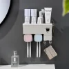 Home Bathroom Wall Hanging Teeth Brushing Cups Holder Toothpaste Squeezer Family Set