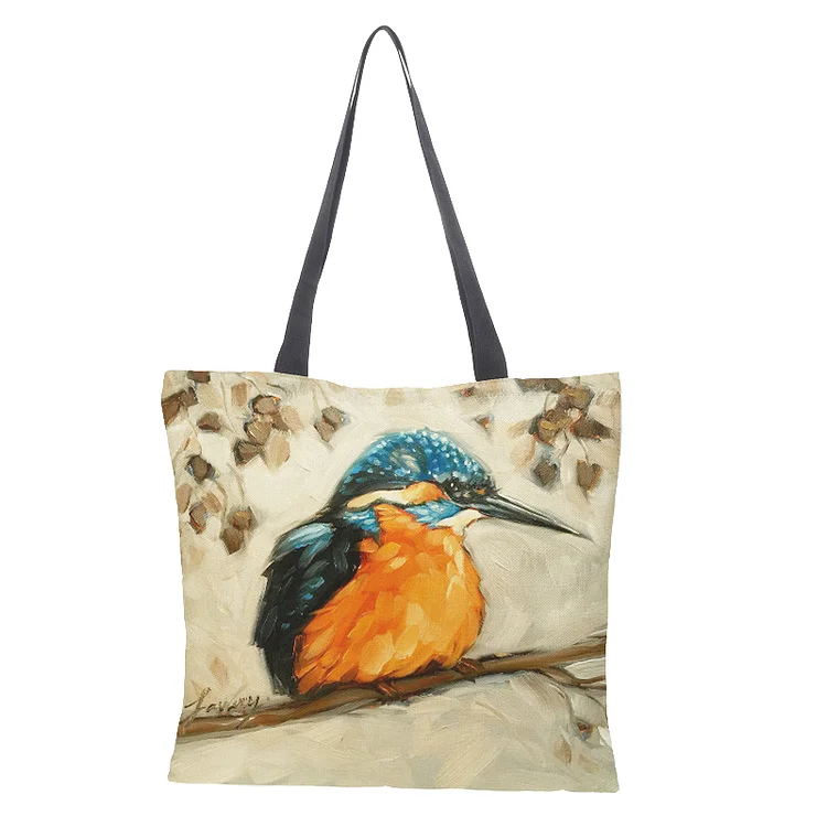 Linen Eco-friendly Tote Bag - Bird