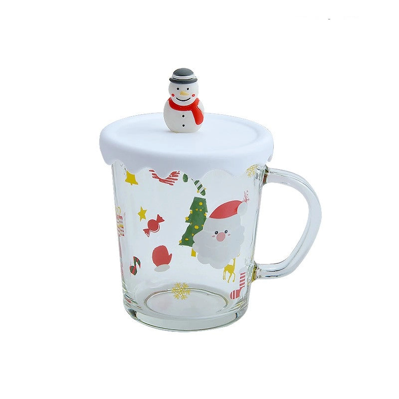 Christmas Cute Christmas Tree Santa Claus Snowman Glass Mug 1 Piece
