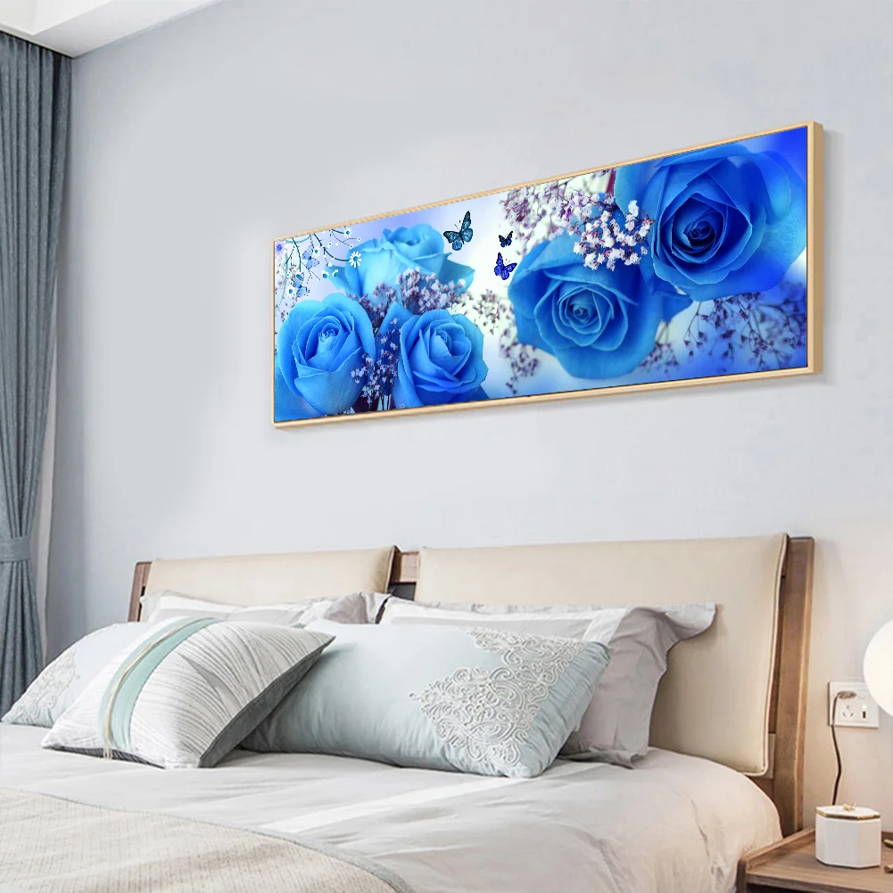 Diamond Painting - Full Round Drill - Bule Rose(80*40cm)