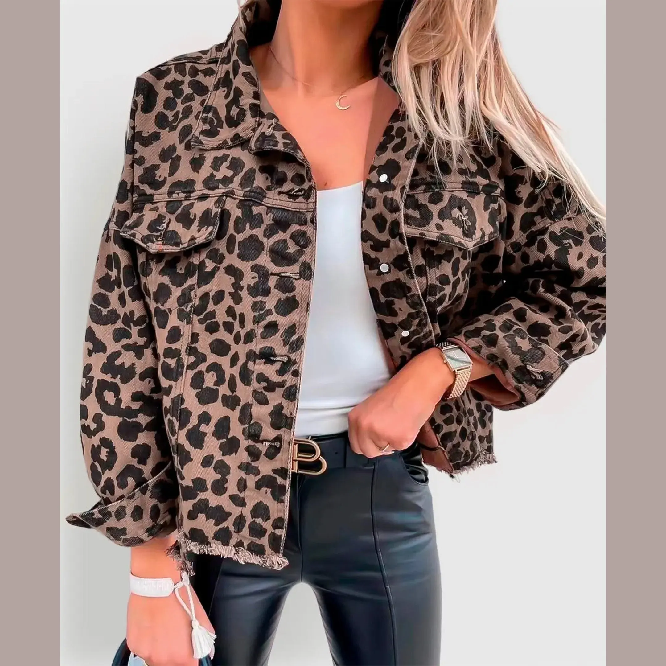 Women's Leopard Print Cotton Jacket &ndash; Tailored Statement Layer