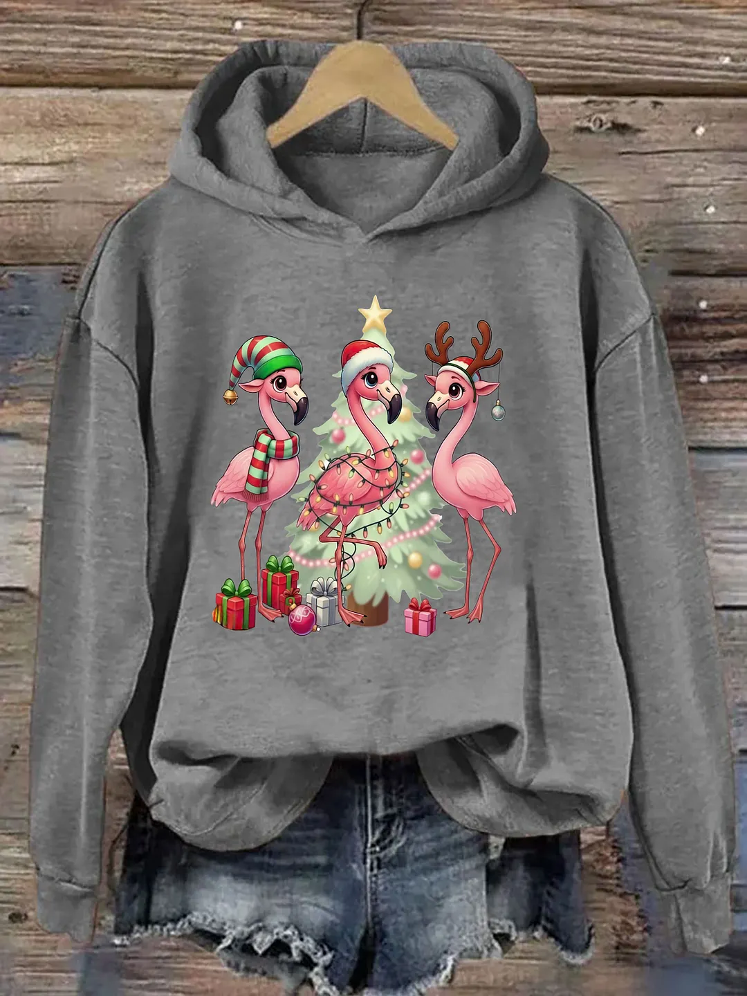 Pink Christmas Flamingo Hoodie