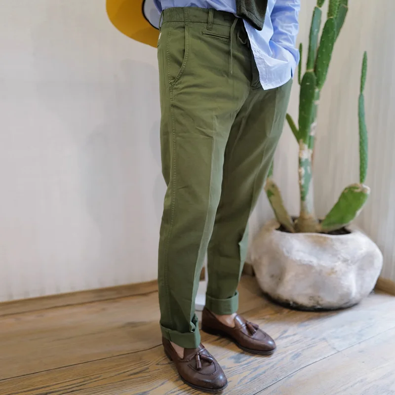 Classic Cotton And Linen Slim-Fit Tapered Pants
