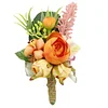 10PCS Autumn Wedding Bridal Groom Orange Pumpkin Themed Catering Guests Corsage Boutonniere Wrist Artificial Flower Bouquets