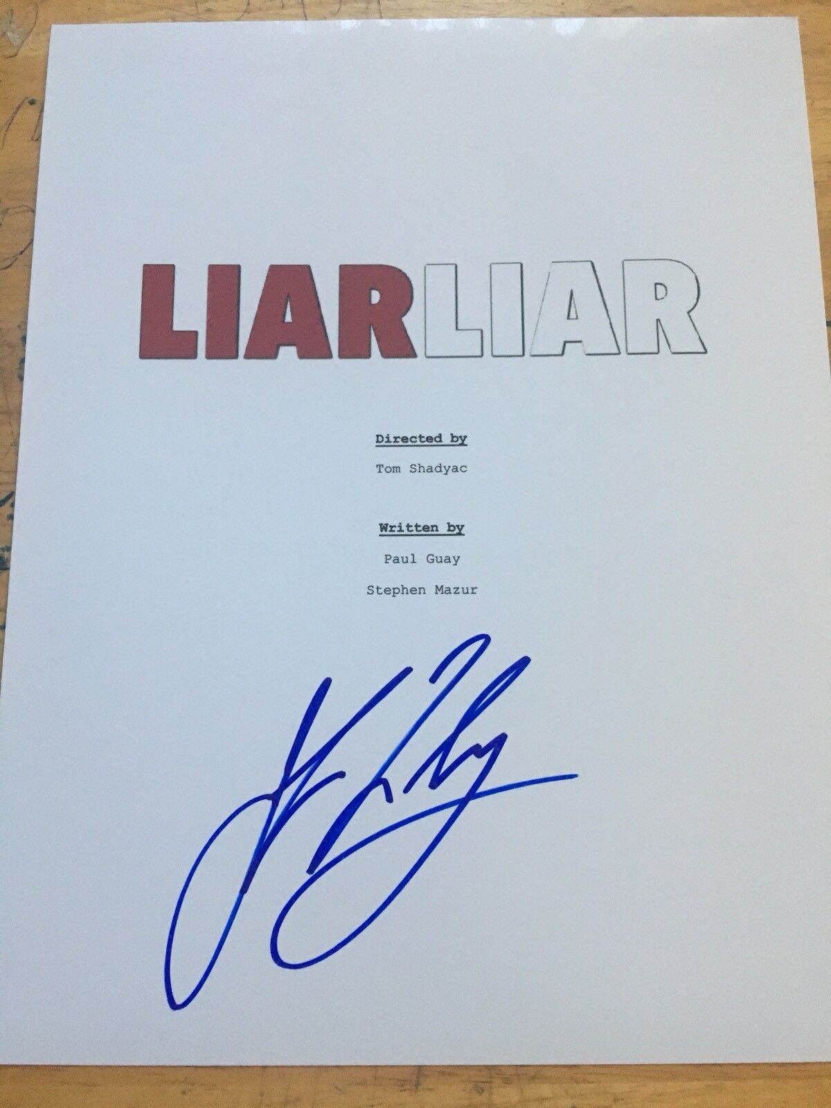 Jennifer Tilly Signed Liar Liar Movie Script 8.5x11 Cover Only Proof