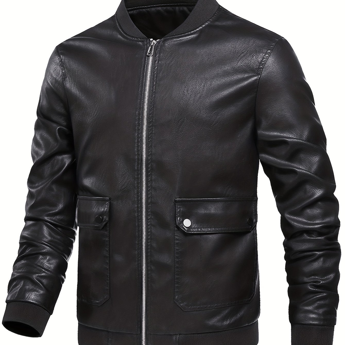 Men's Pu Jacket, Chic Faux Leather Jacket For Fall Winter