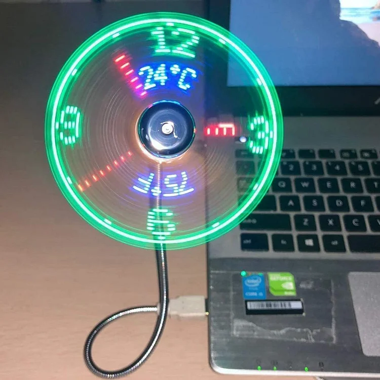  Blinking clock glowing fan