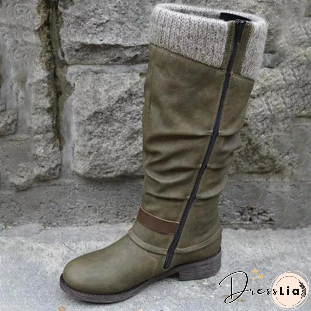 Daily Leather Low Heel Boots