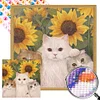 Diamond Painting -DIY Round Partial AB Drill Sunflowers Cat(45x45cm)