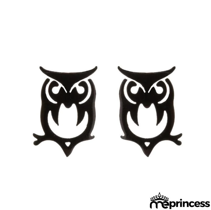 Women Fashion Hollow Eagle Owl Snake Dolphin Bee Giraffe Elephant Dog Cat Rabbit Fish Bird Penguim Stainless Steel Stud Earrings