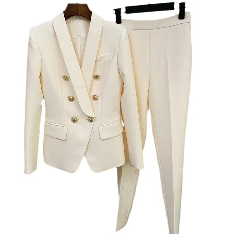 Nigikala Nigikala Professional Fashion Double-Dancing Green Fruit Collar Suit + Nine-Point Trousers Set Two Sets