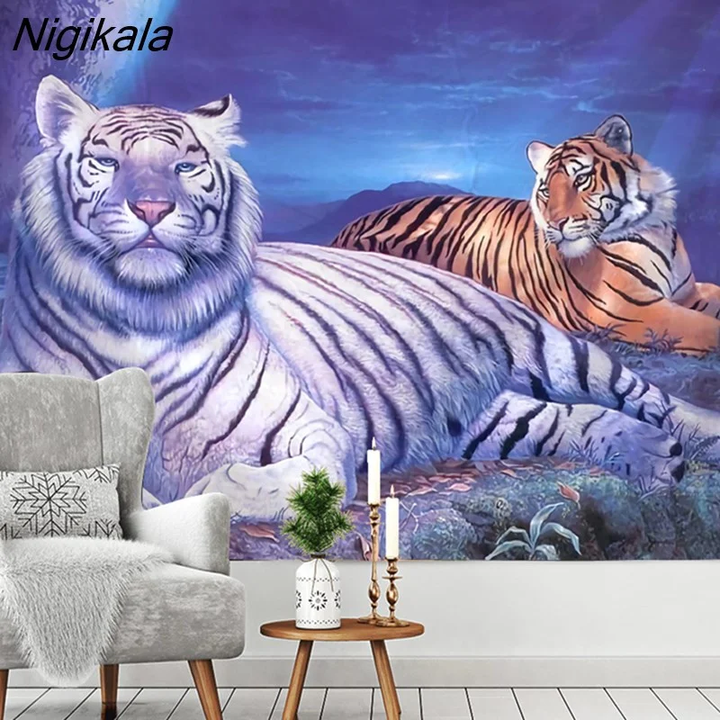 Nigikala Wall Hanging Lion Family Tapestry Art Deco Blanket Curtain Hanging At Home Bedroom Living Room Decoration