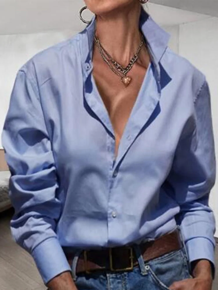 Lapel single-breasted women's shirt SKUI59432 QueenFunky