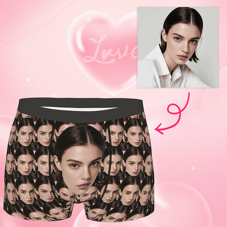 【Byxhuc】Underwear for Men with Girlfriend Face, Personalized Boxers for Men, Meaningful Gifts for Boyfriend Him Husband on Christmas Birthday Anniversary