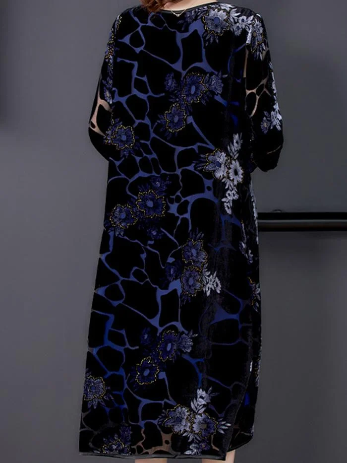 Fashion Plus Size Gold Velvet Dress