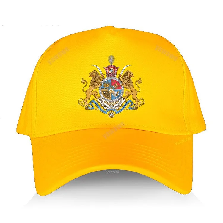 Men Baseball Cap adjustable High Quality hat Arms of Iranian Shahs hats iran 1979 coat arms coat of arms persia lion shah crown