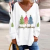 Women's Sequined Christmas Tree Print Long Sleeve T-Shirt
