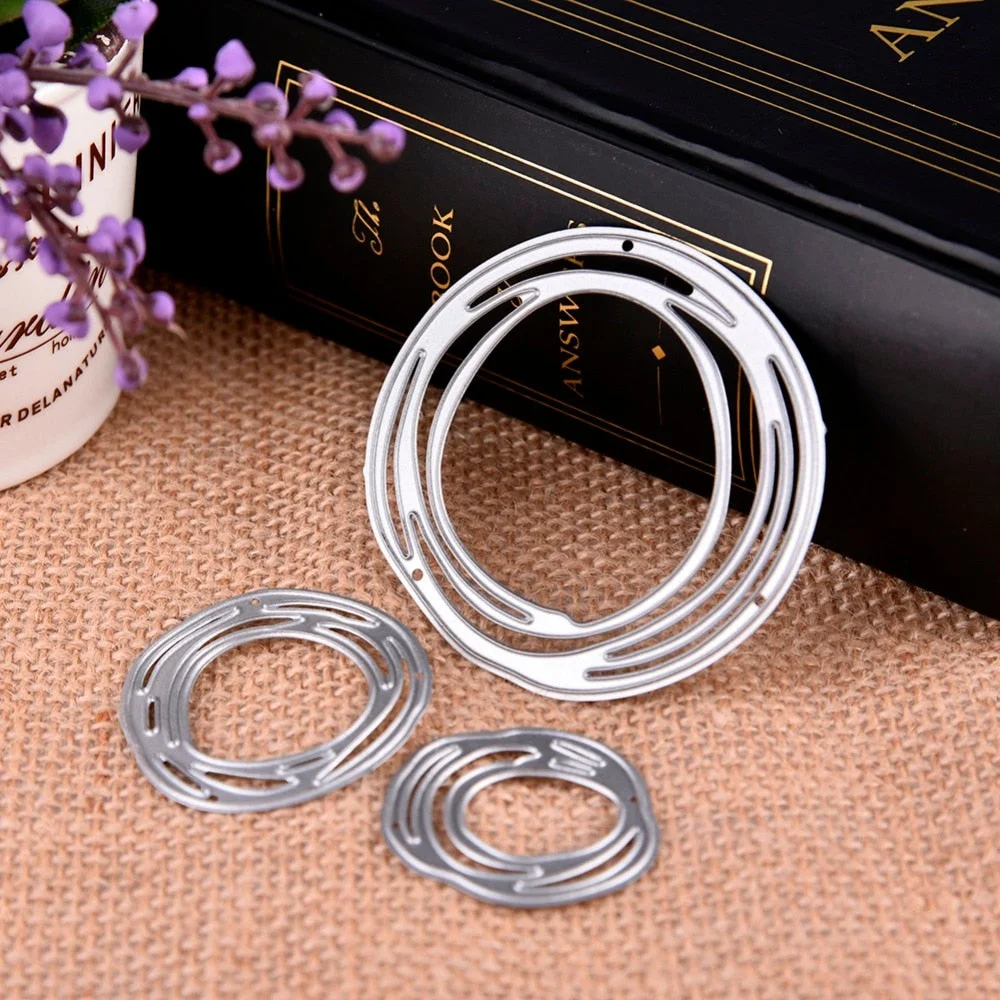 Annulus Decoration 3pcs Metal Circle Ring Cutting Dies Mold Scrapbook Embossing Paper Craft Knife Mould Stencil Stamps and Dies