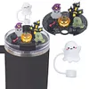 [US Local Warehouse] Halloween Acrylic Lid Charms with Cute Ghost Straw Cap for Stanley 40oz Tumbler