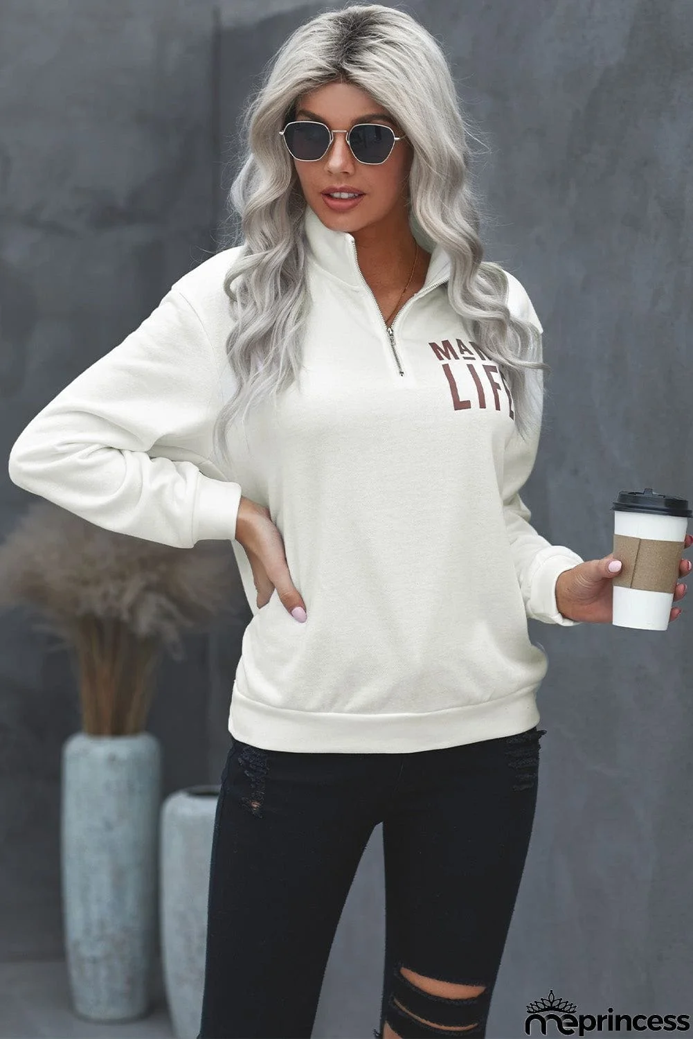 Mama Life Zipper Sweatshirt