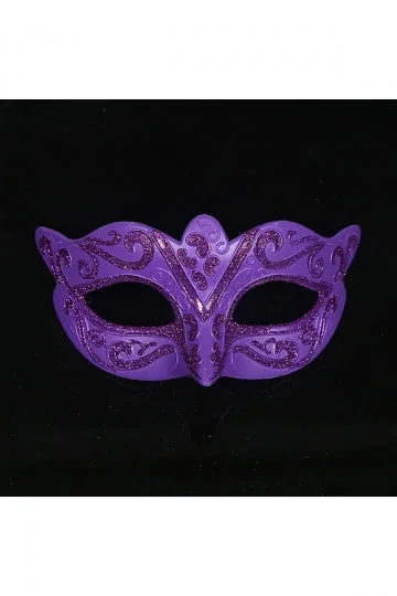 Children'S Glitter Half Face Eyes Mask For Halloween Party Purple-elleschic