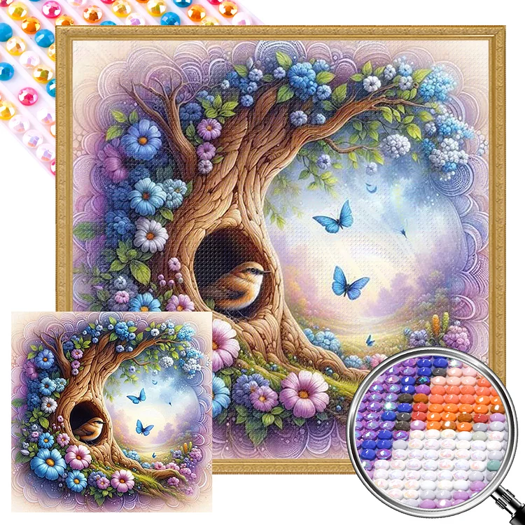 Birds And Flowers 40*40CM (Canvas) Full AB Round Drill Diamond Painting gbfke