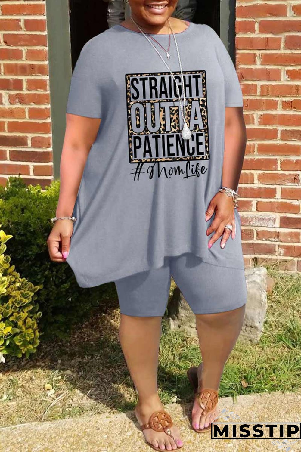 Black Casual Print Patchwork O Neck Plus Size Two Pieces