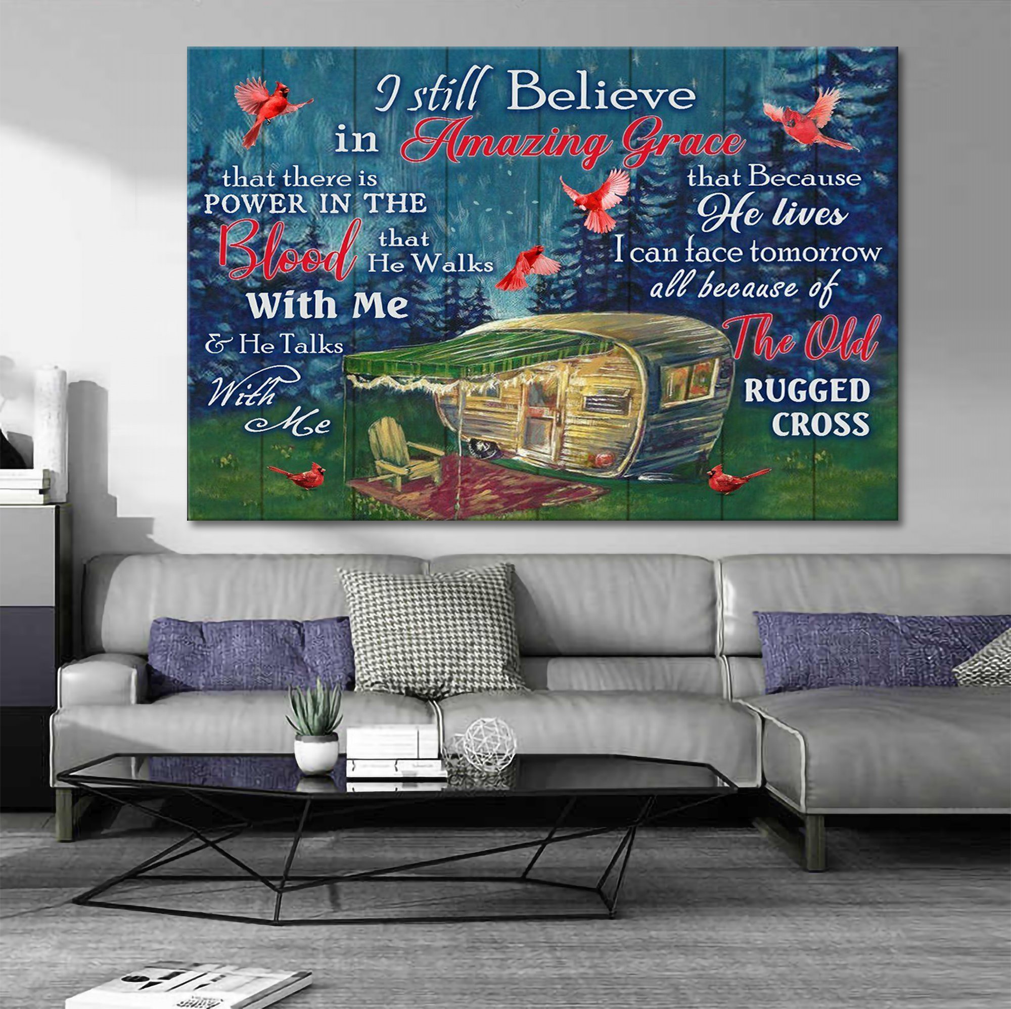 Camping I still believe in Amazing Grace Canvas Wall Art