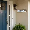 Love You Bye Vintage Metal Wall Sign with Distressed Finish for Hallway & Stairs