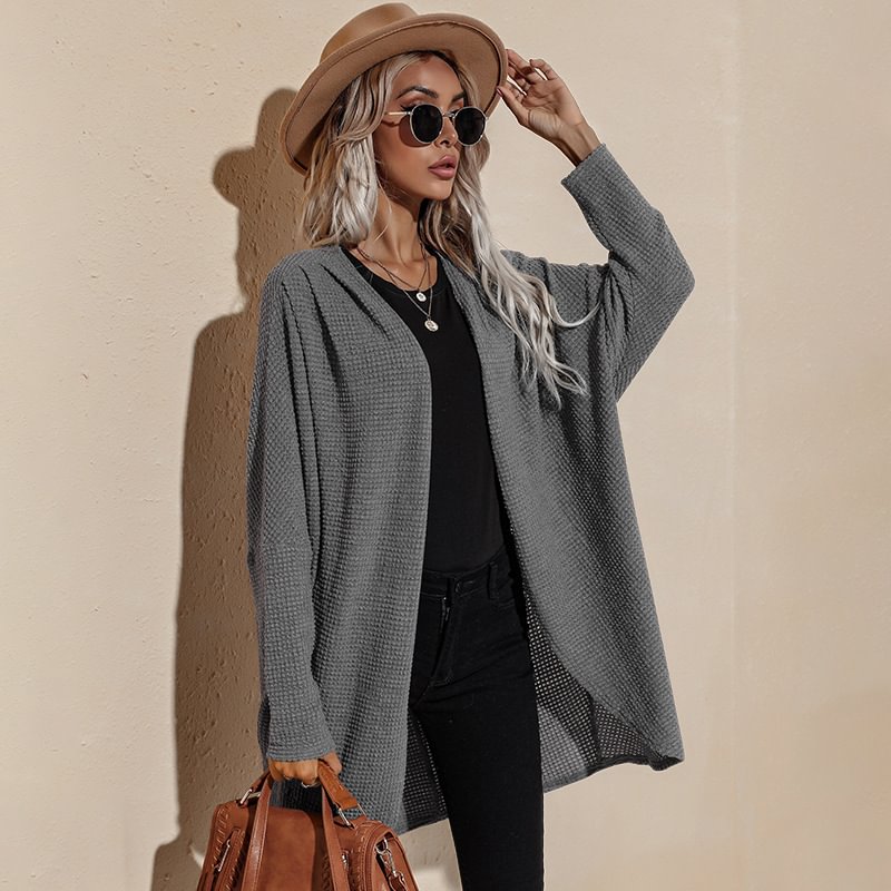 Women's Sweater Solid Color Mid-length Long-sleeved Coat For Women