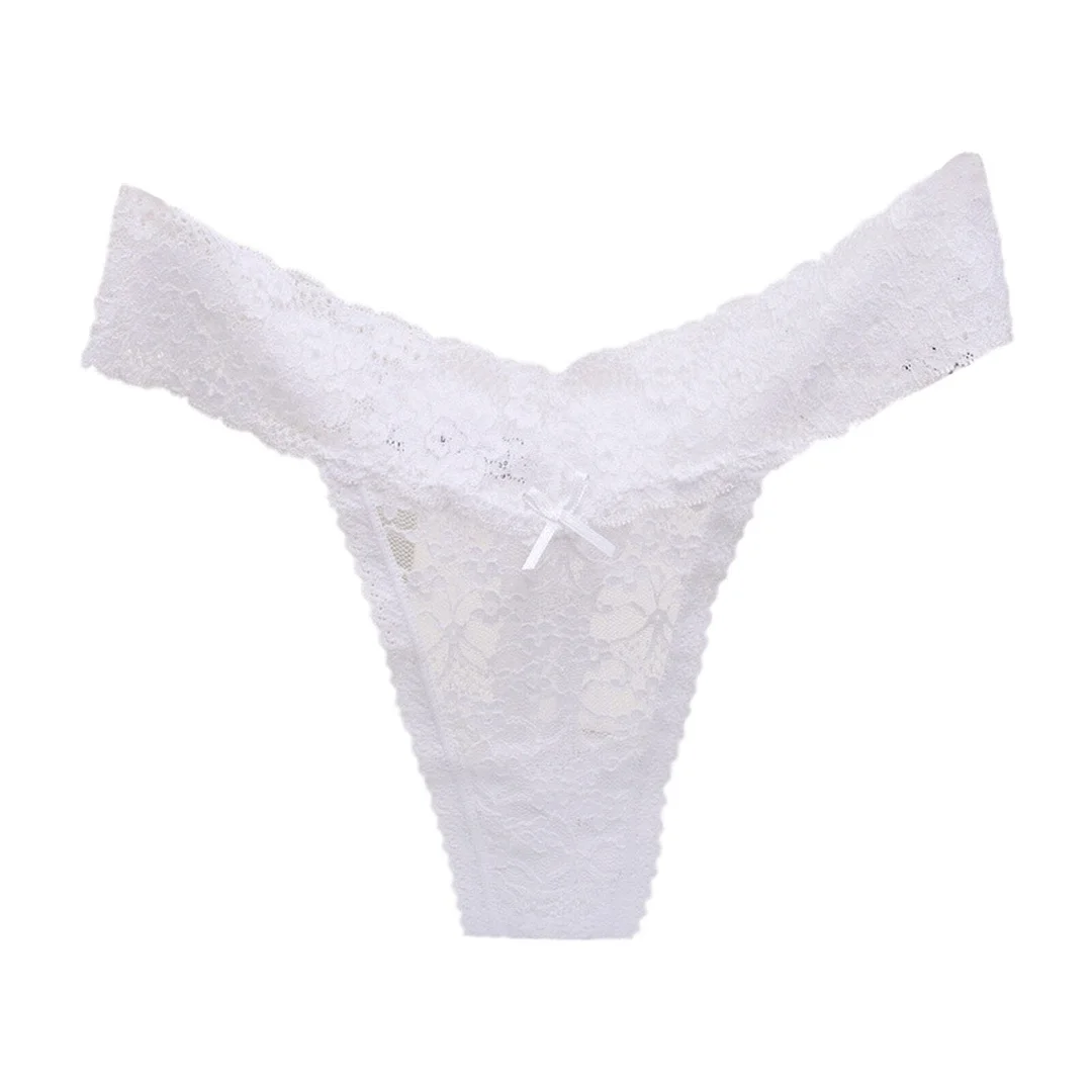 Sexy Women's Underwear Lace See-Through Temptation Lingerie Hollow Out Flower Ribbon Sexy Panties G String Breathable Underpants