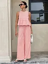 Women's Elegant Casual Sleeveless Ruffle Hem Top High-Waisted Pants Suits