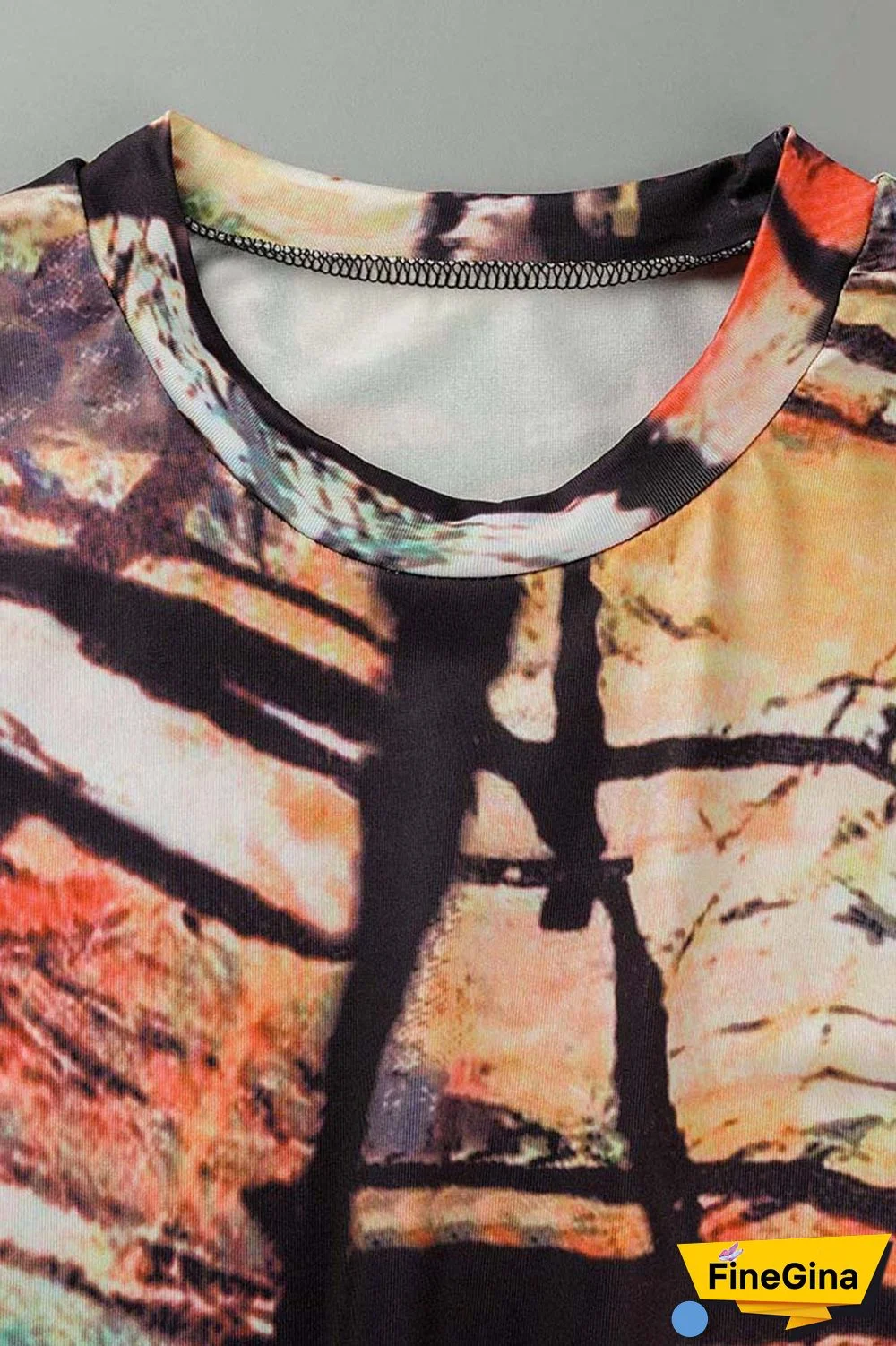 Colour Casual Print Basic O Neck Long Sleeve Dresses