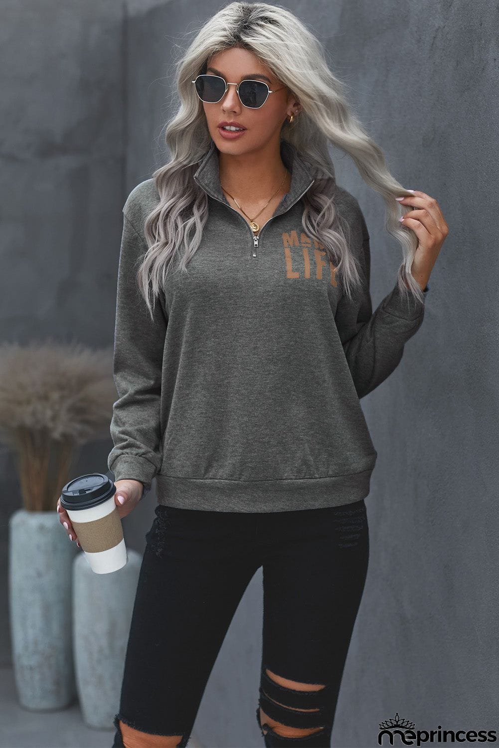 Mama Life Zipper Sweatshirt