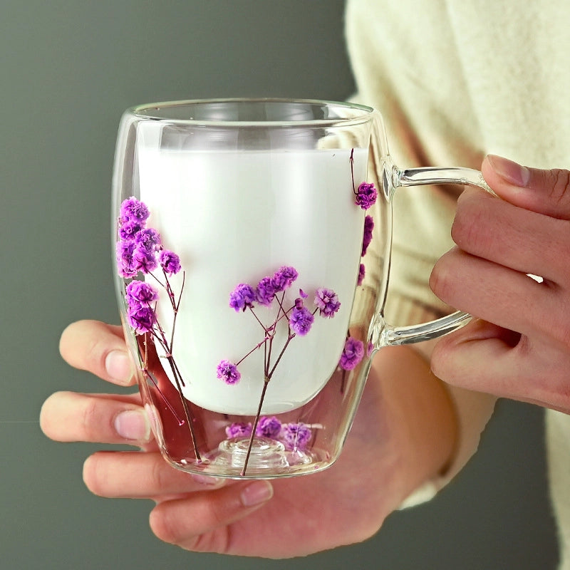 Casual Vacation Flower Borosilicate Glass Mug 1 Piece