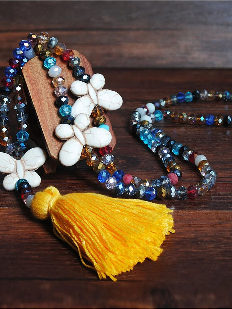 Vintage Casual Crystal Tassel Turquoise Necklaces