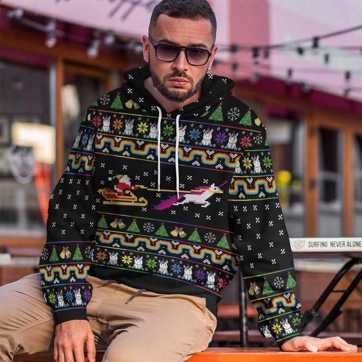 Unisex Black Ugly Christmas Sweaters 3D Print Hoodies