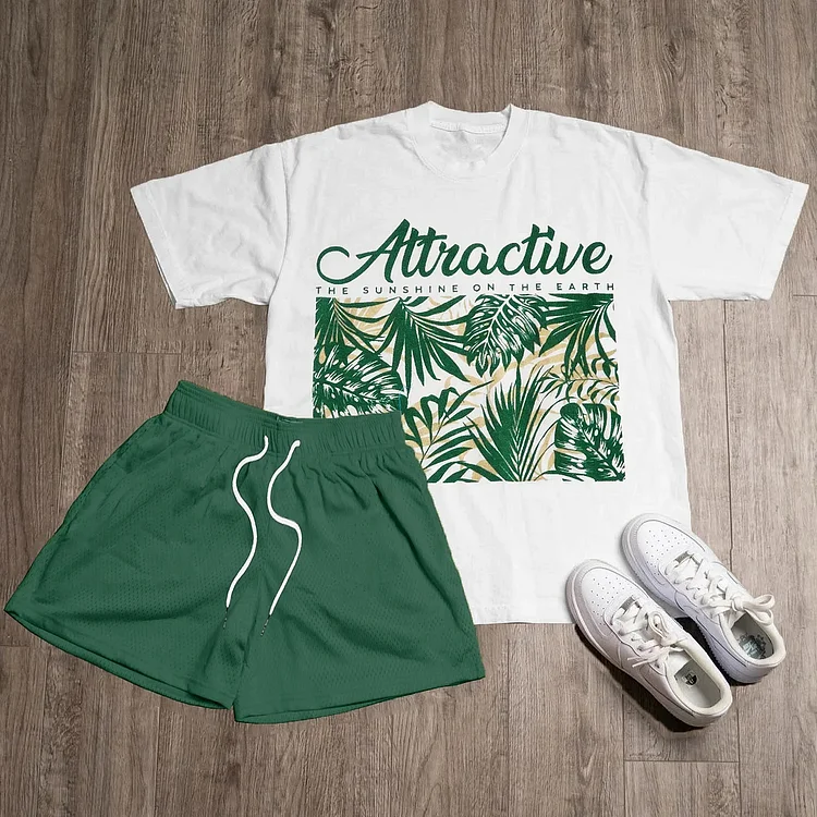 Attractive Tropical Print Two-Piece Set