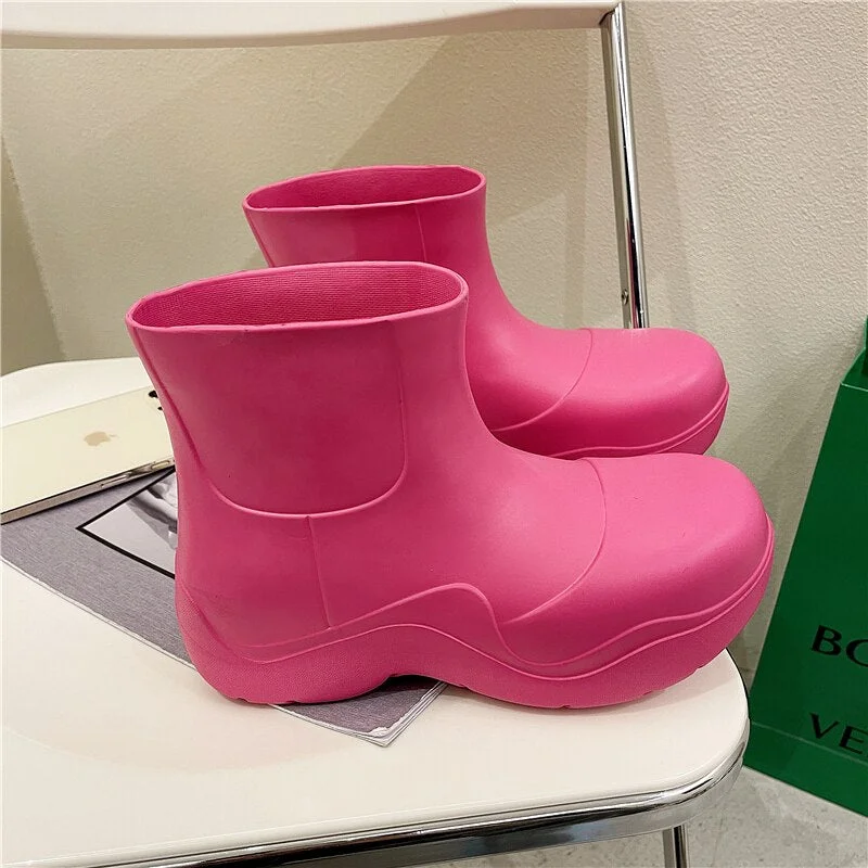 Women Lady Slip on Sandal Cool Boots Shoes Summer New 2021 Woman Feminino Waterproof Rubber Overshoes Cool Boots Antiskid Shoes
