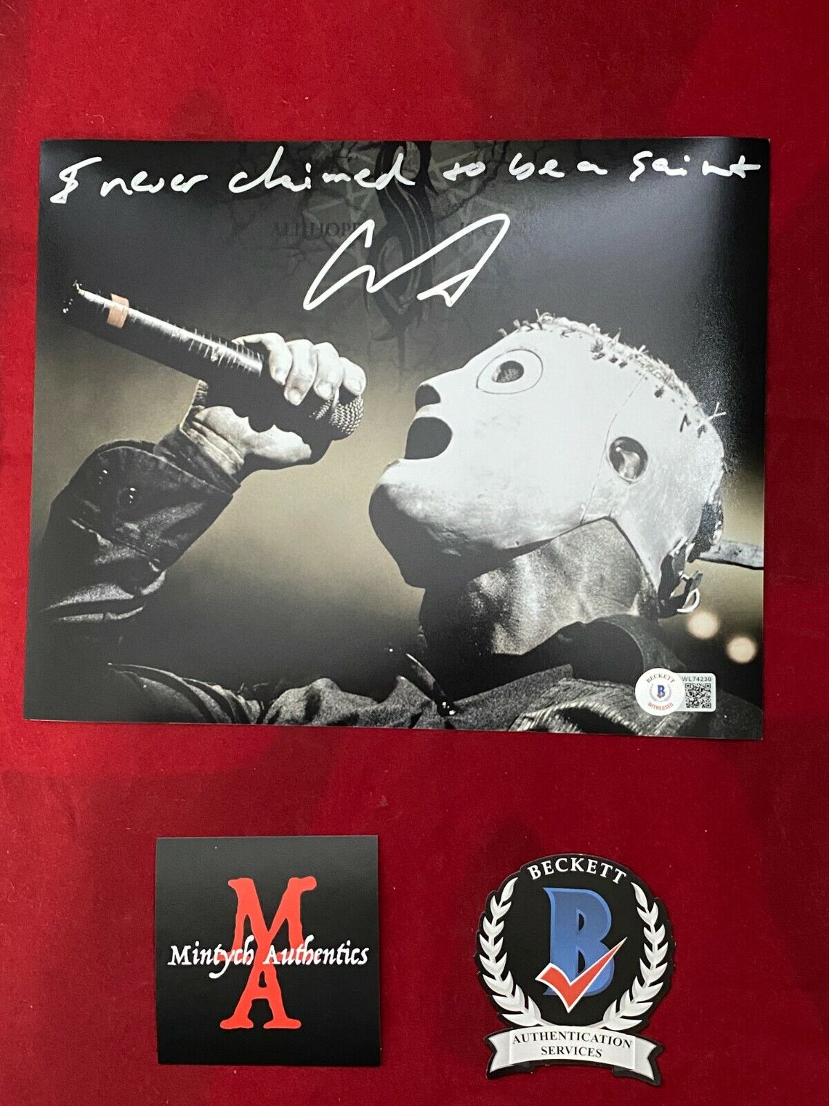 COREY TAYLOR SLIPKNOT STONE SOUR SIGNED 8x10 Photo Poster painting! BECKETT COA! CMFT! IOWA!