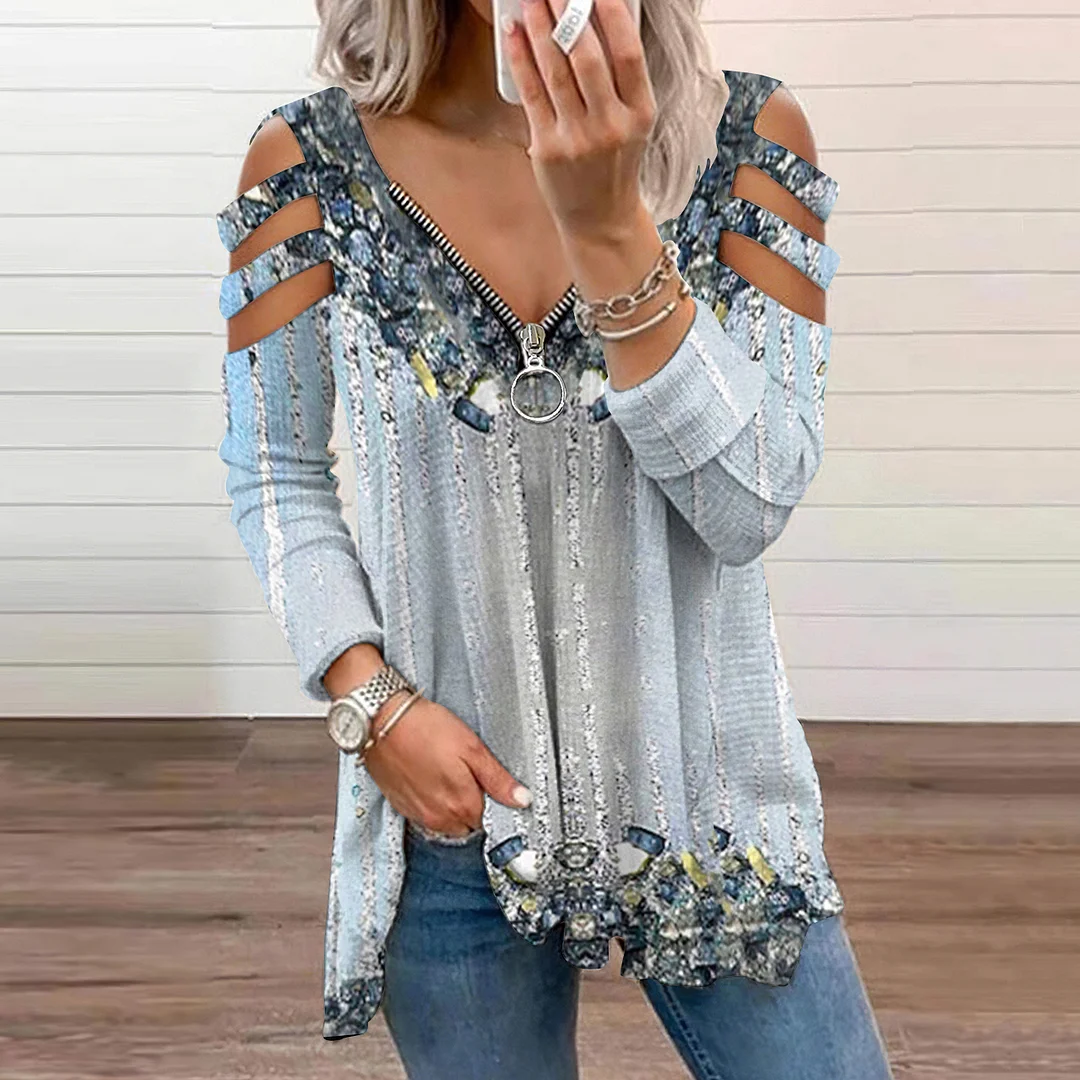Women's Vintage Graphic Printed Hollow Out T-Shirt