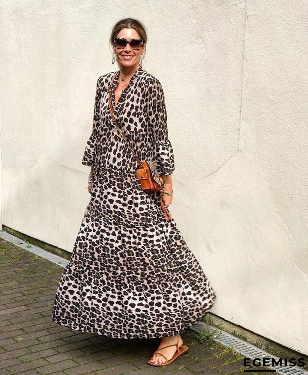 Leopard Print Dress Bohemian Style Dress | EGEMISS