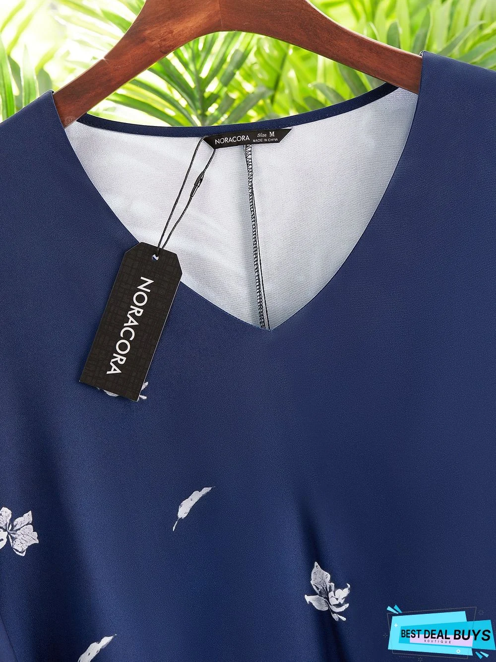 Casual V Neck Loosen Short Sleeve Woven Tunic Dress