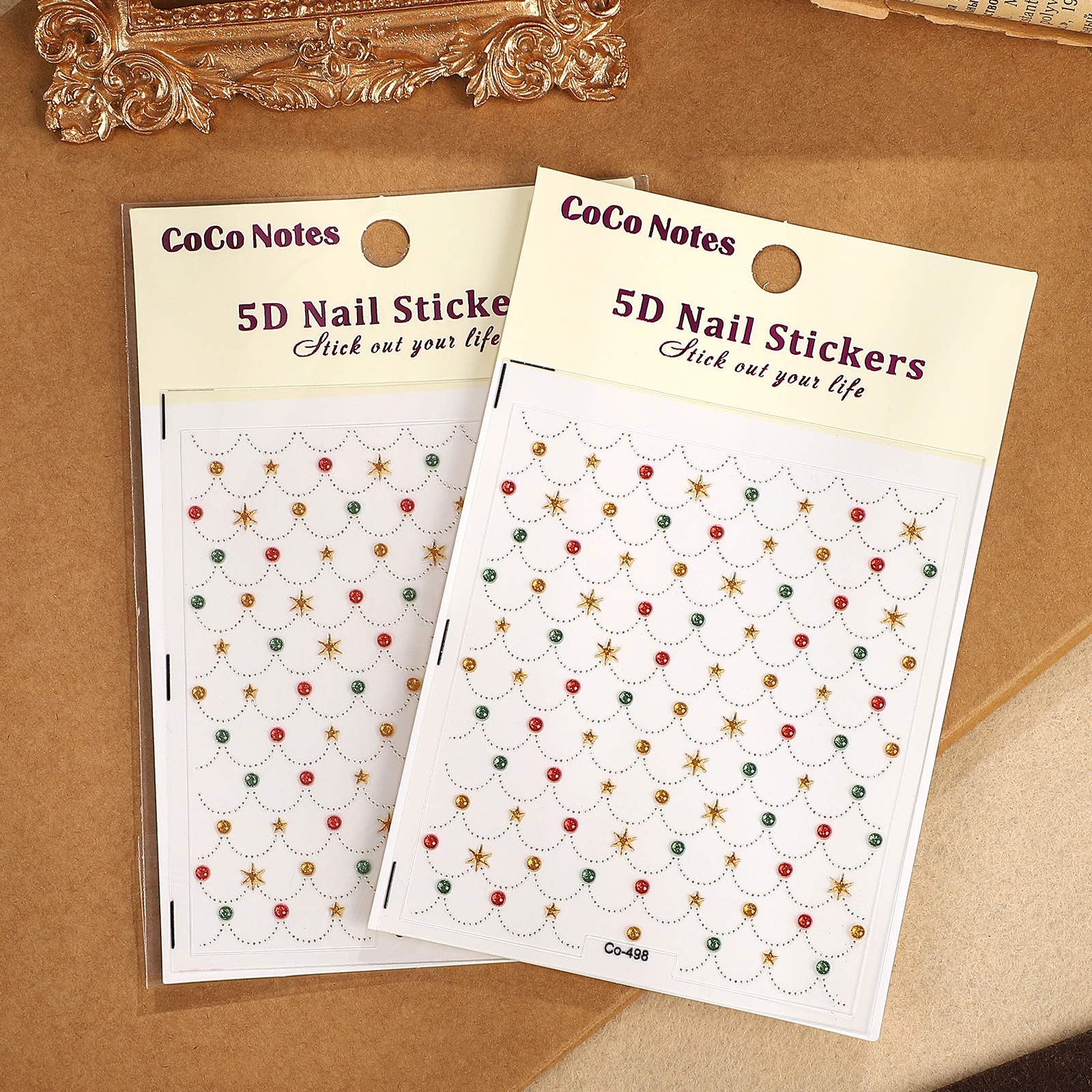 PET 스티커 - 빈티지 별 작은 다이아몬드 2개 세트