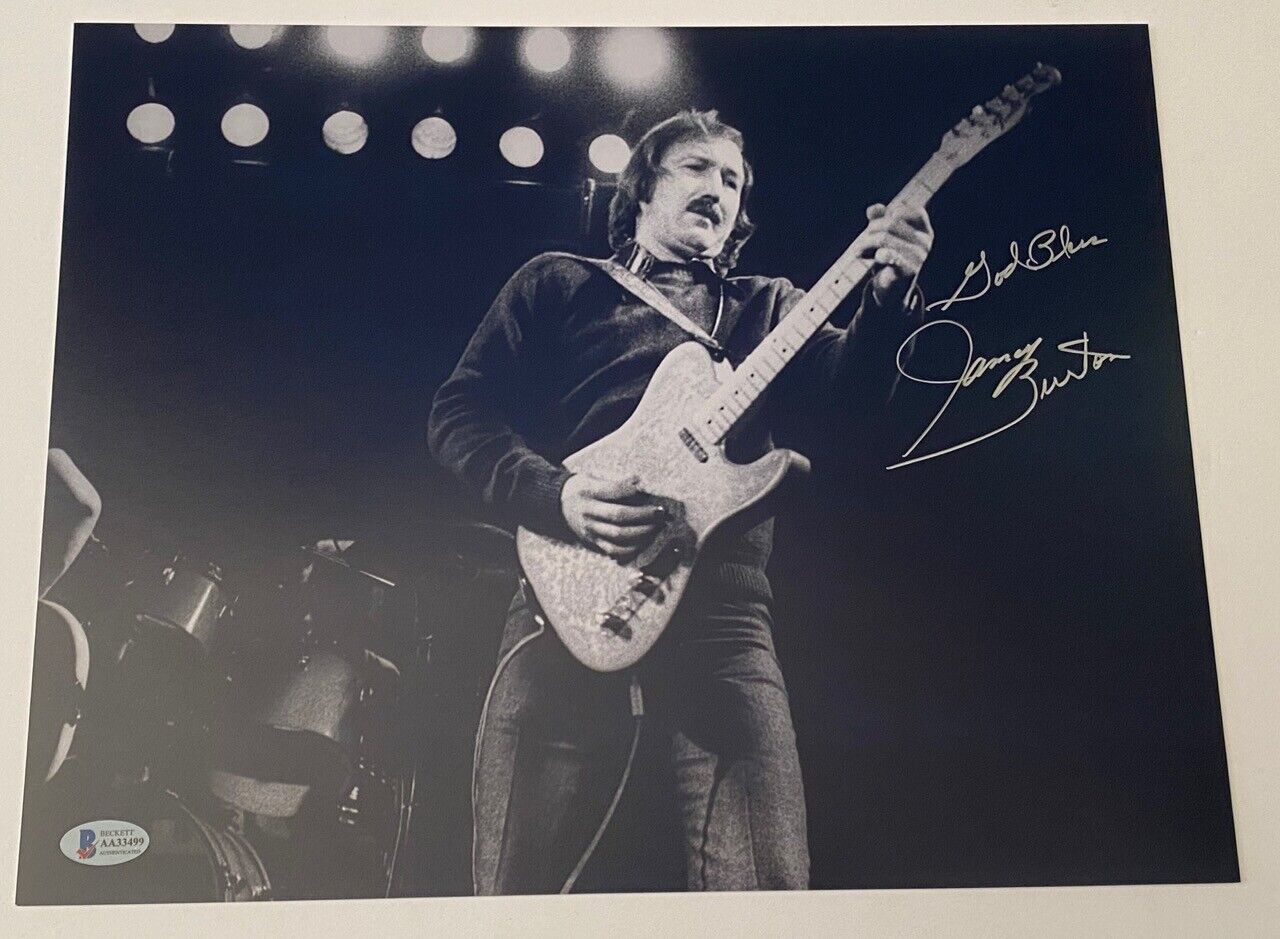 James Burton Elvis Signed 11x14 Photo Poster painting Elvis Presley TCB Guitarist Beckett COA