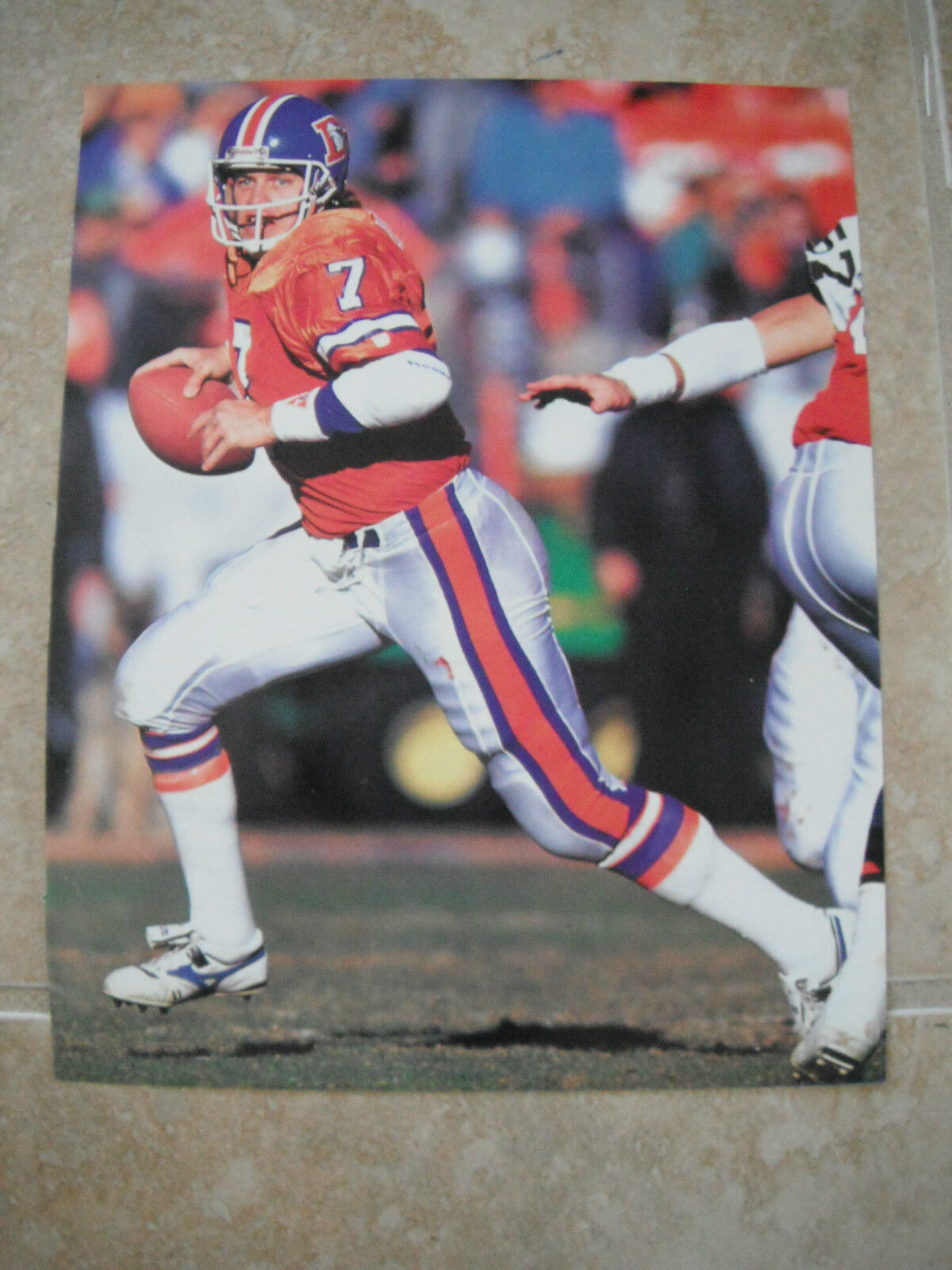 John Elway Denver Broncos Football NFL Color Candid Coffee Table Book Photo Poster painting