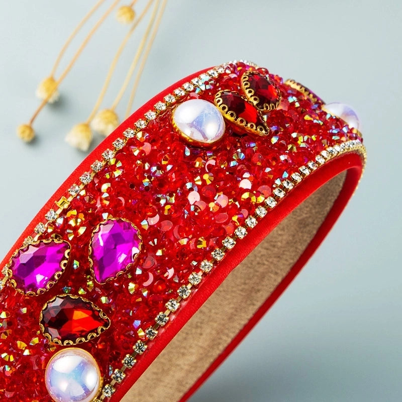 Women’s Casual Vacation Classic Style Color Block Alloy Rhinestone Glass Inlay Rhinestones Hair Band